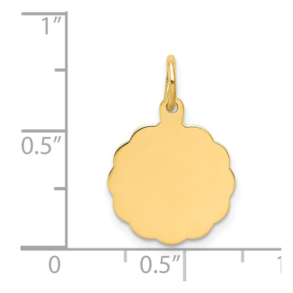 14K Yellow Gold .009 Gauge Engravable Scalloped Disc Charm