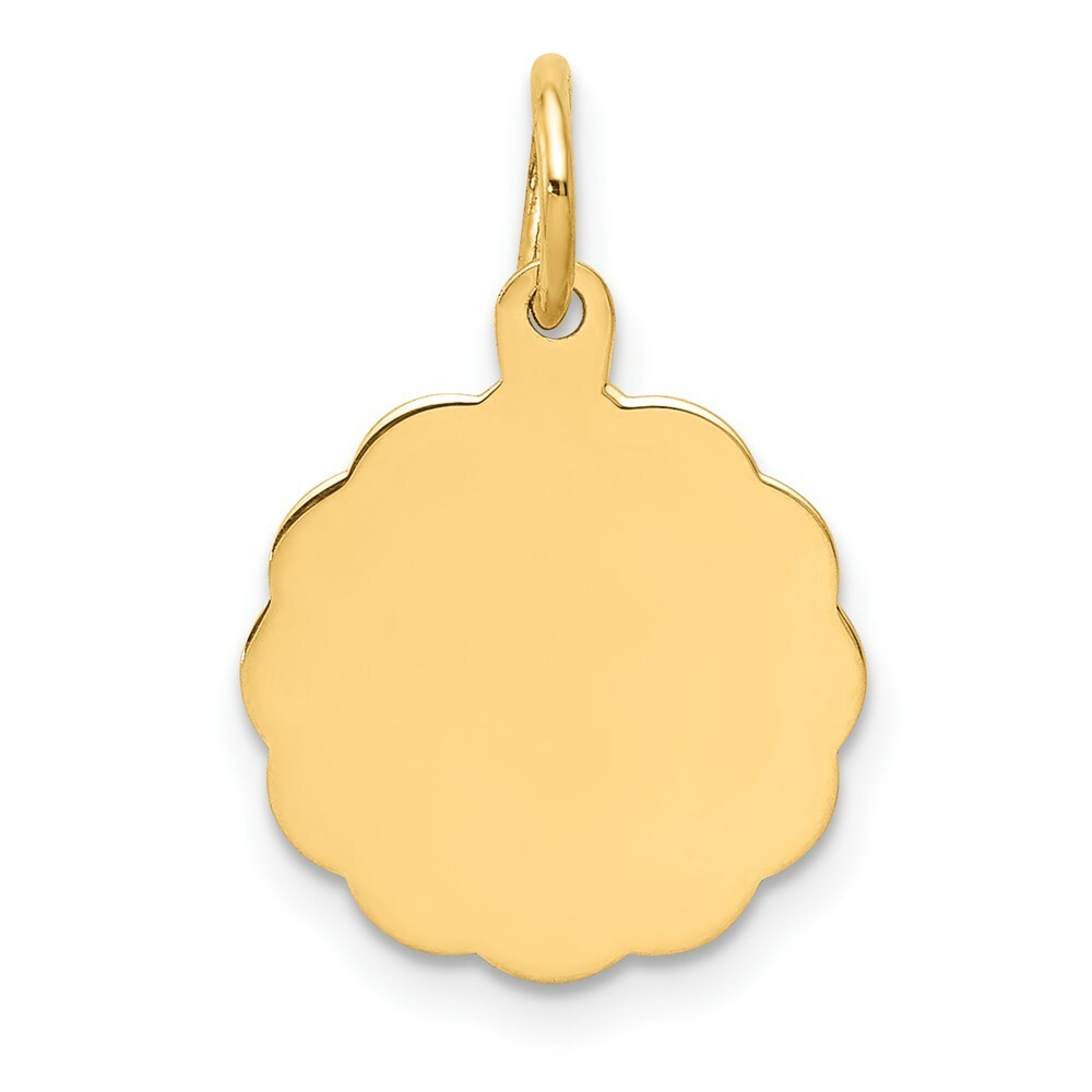 14K Yellow Gold .018 Gauge Engravable Scalloped Disc Charm