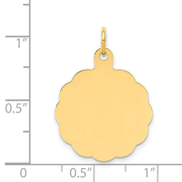 14K Yellow Gold .018 Gauge Engravable Scalloped Disc Charm