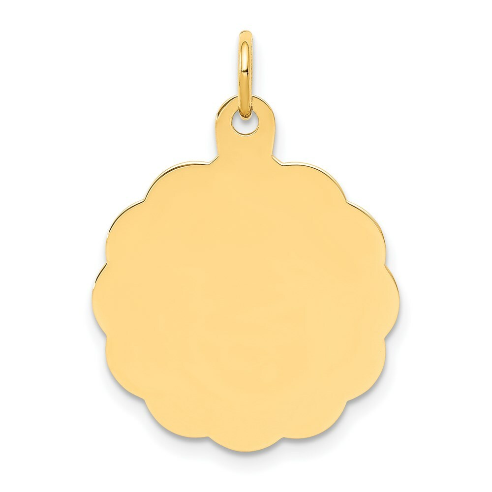 14K Yellow Gold .027 Gauge Engravable Scalloped Disc Charm