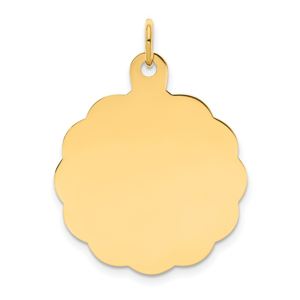 14K Yellow Gold .018 Gauge Engravable Scalloped Disc Charm