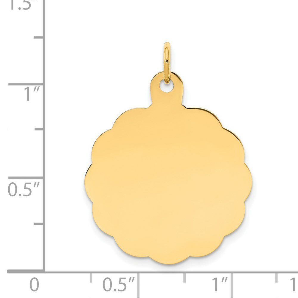 14K Yellow Gold .013 Gauge Engravable Scalloped Disc Charm