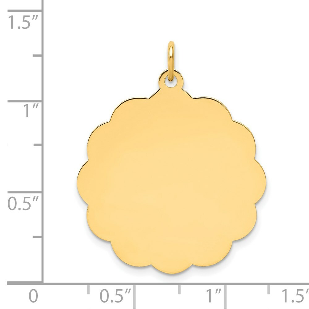 14K Yellow Gold .035 Gauge Engravable Scalloped Disc Charm