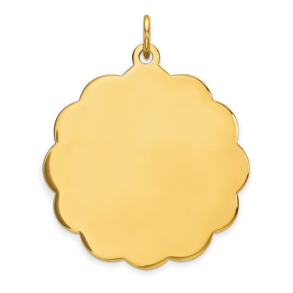 14K Yellow Gold .013 Gauge Engravable Scalloped Disc Charm