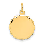 Load image into Gallery viewer, 14K Yellow Gold .027 Gauge Engravable Scalloped Disc Charm

