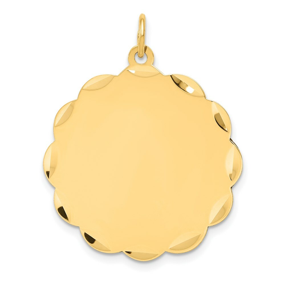 14K Yellow Gold .035 Gauge Engravable Scalloped Disc Charm