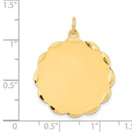Load image into Gallery viewer, 14K Yellow Gold .027 Gauge Engravable Scalloped Disc Charm
