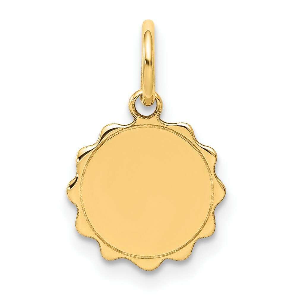 14K Yellow Gold .009 Gauge Engravable Scalloped Disc Charm