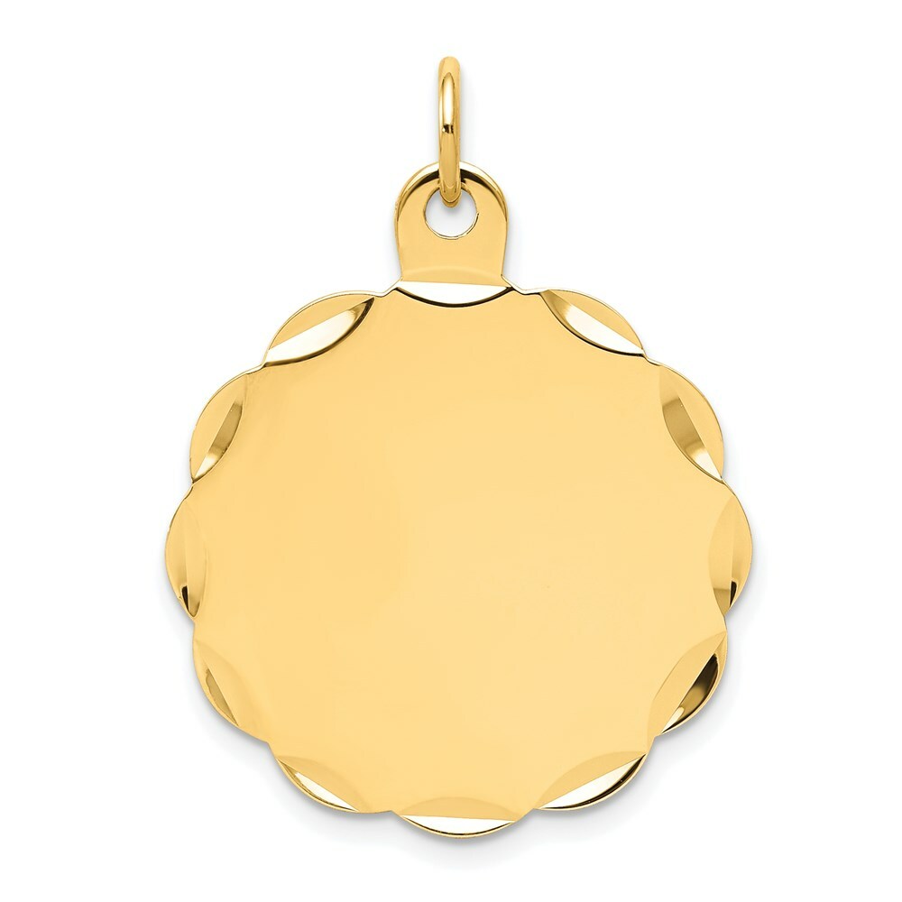 14K Yellow Gold .011 Gauge Engravable Scalloped Disc Charm