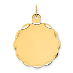 Load image into Gallery viewer, 14K Yellow Gold .011 Gauge Engravable Scalloped Disc Charm
