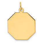 Load image into Gallery viewer, 14K Yellow Gold Plain .013 Gauge Engravable Octagonal Disc Charm 19mm width
