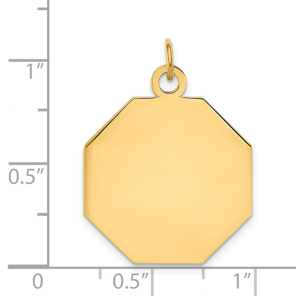 14K Yellow Gold Plain .018 Gauge Engravable Octagonal Disc Charm