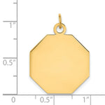 Load image into Gallery viewer, 14K Yellow Gold Plain .027 Gauge Engravable Octagonal Disc Charm 27mm length
