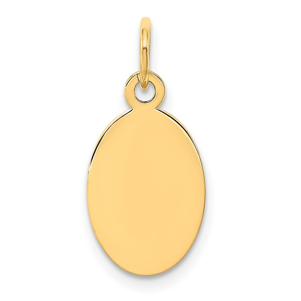 14K Yellow Gold Plain .018 Gauge Engravable Oval Disc Charm