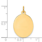 Load image into Gallery viewer, 14K Yellow Gold Plain .013 Gauge Engravable Oval Disc Charm 16mm width
