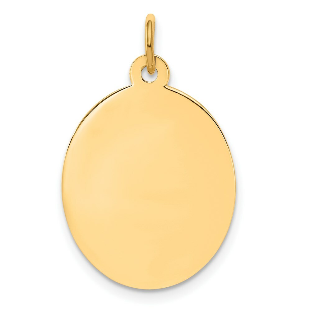 14K Yellow Gold Plain .018 Gauge Engravable Oval Disc Charm