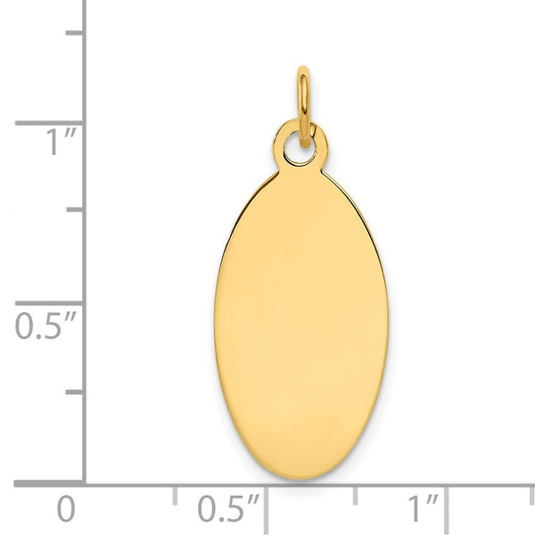14K Yellow Gold Plain .018 Gauge Engravable Elliptical Disc Charm