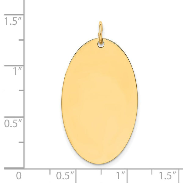 14K Yellow Gold Plain .013 Gauge Engravable Elliptical Disc Charm 18mm width