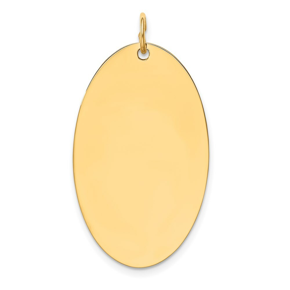 14K Yellow Gold Plain .018 Gauge Engravable Elliptical Disc Charm