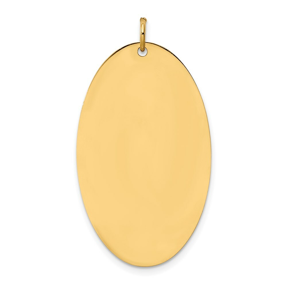 14K Yellow Gold Plain .011 Gauge Engravable Elliptical Disc Charm 21mm width
