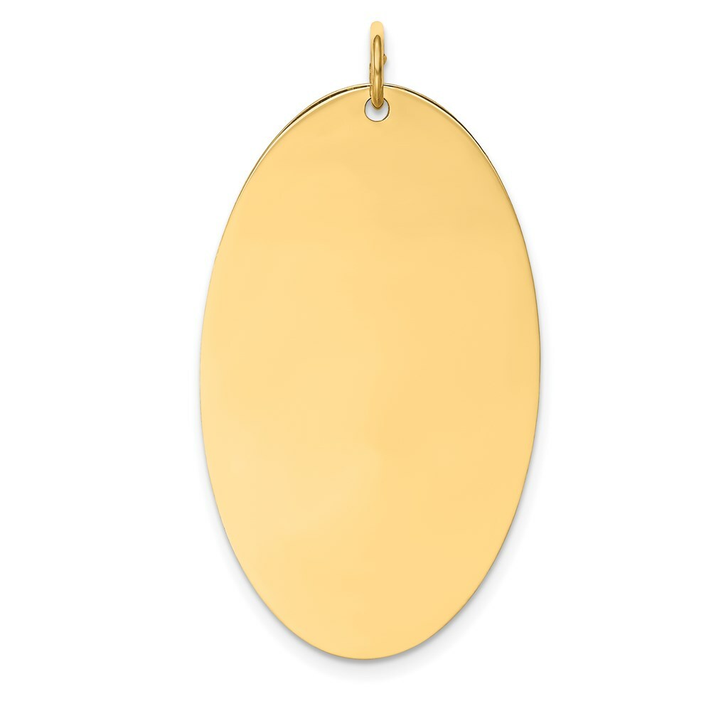 14K Yellow Gold Plain .011 Gauge Engravable Elliptical Disc Charm 21mm width