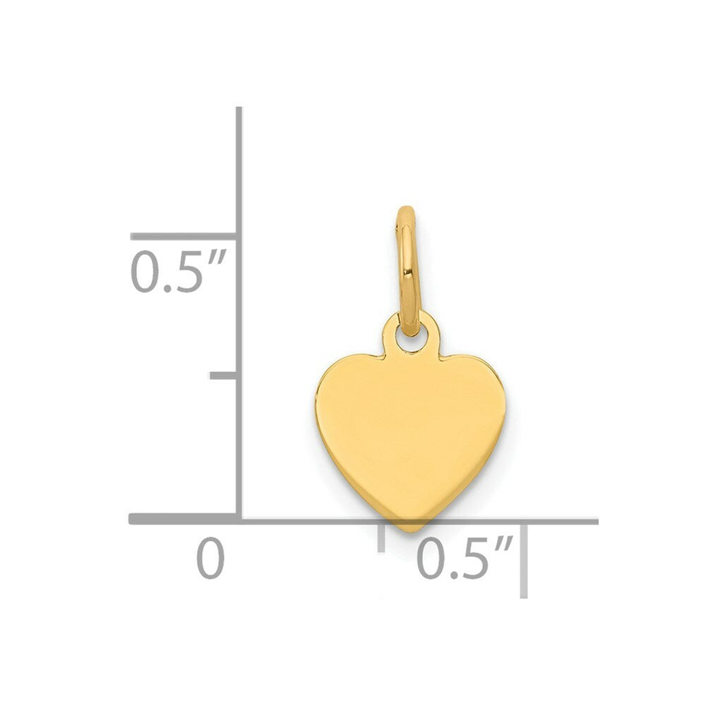 14K Yellow Gold Plain .009 Gauge Engravable Heart Disc Charm 8mm width