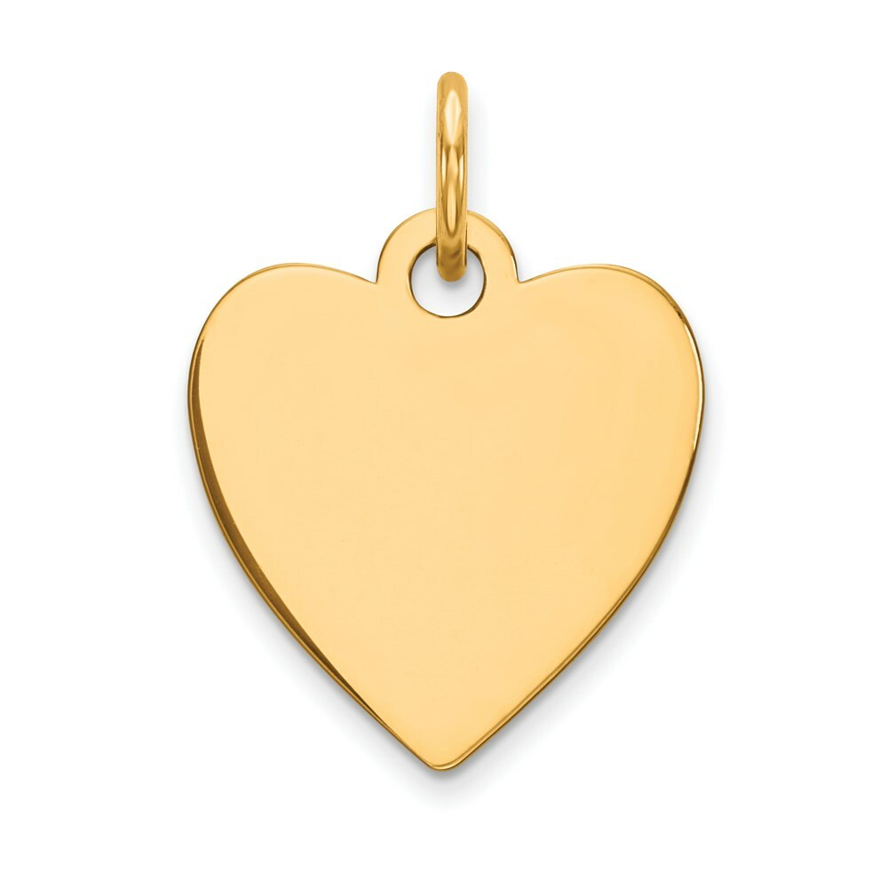 14K Yellow Gold Plain .013 Gauge Engravable Heart Disc Charm 12mm width