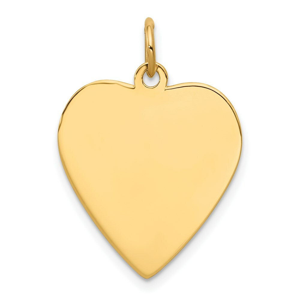 14K Yellow Gold Plain .013 Gauge Engravable Heart Disc Charm 17mm width