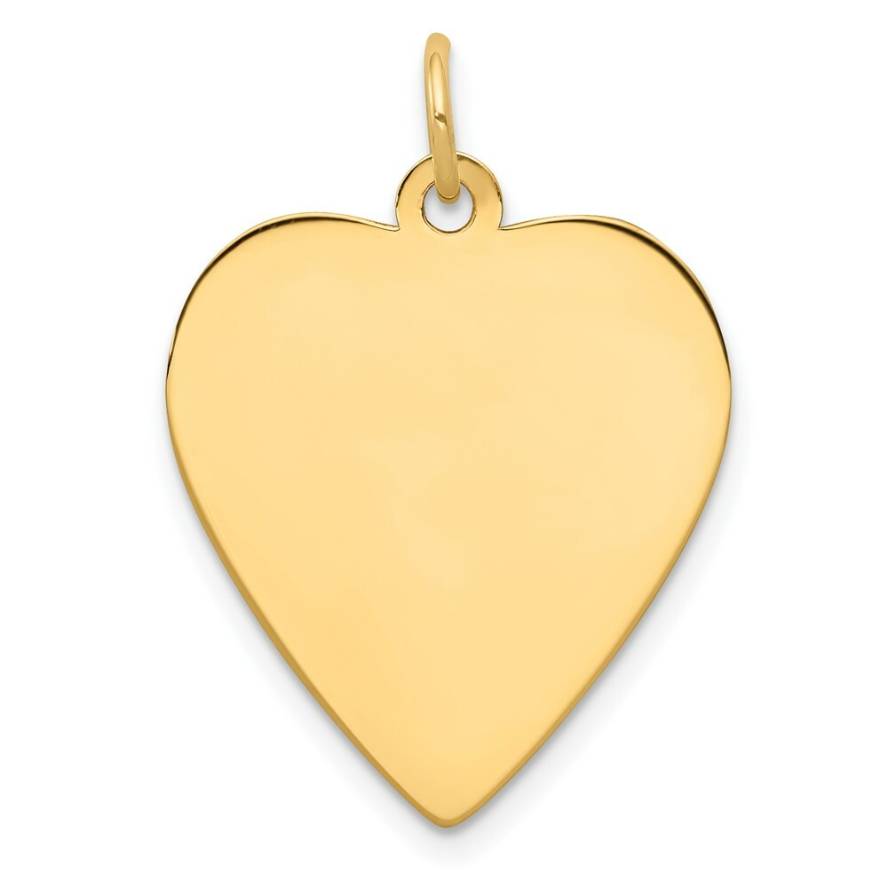 14K Yellow Gold Plain .013 Gauge Engravable Heart Disc Charm 19mm width