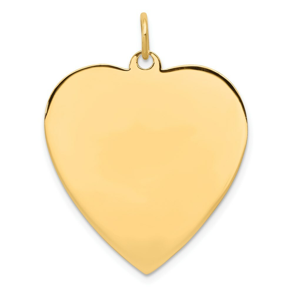 14K Yellow Gold Plain .018 Gauge Engravable Heart Disc Charm 23mm width