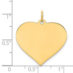 Load image into Gallery viewer, 14K Yellow Gold Plain .013 Gauge Engravable Heart Disc Charm 23mm width
