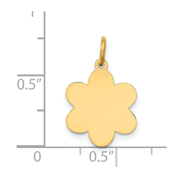 14K Yellow Gold Plain .013 Gauge Engravable Flower Disc Charm 12mm width
