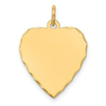 Load image into Gallery viewer, 14K Yellow Gold Etched .013 Gauge Engravable Heart Disc Charm 17mm width
