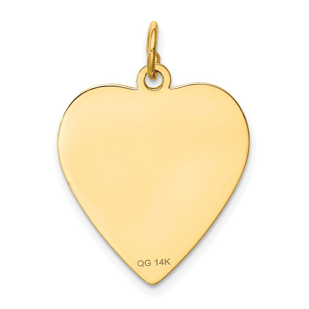 14K Yellow Gold Etched .018 Gauge Engravable Heart Disc Charm 19mm width