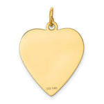 Load image into Gallery viewer, 14K Yellow Gold Etched .018 Gauge Engravable Heart Disc Charm 19mm width
