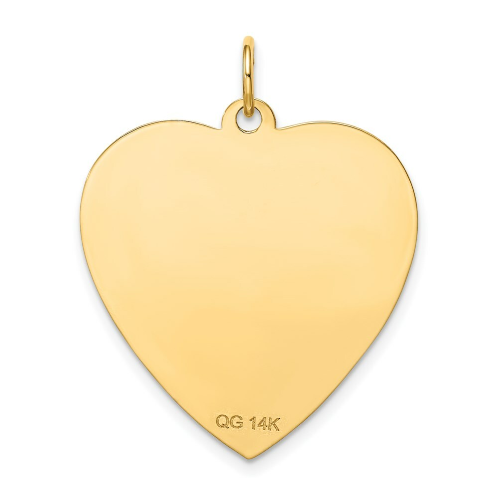 14K Yellow Gold Etched .018 Gauge Engravable Heart Disc Charm 24mm width