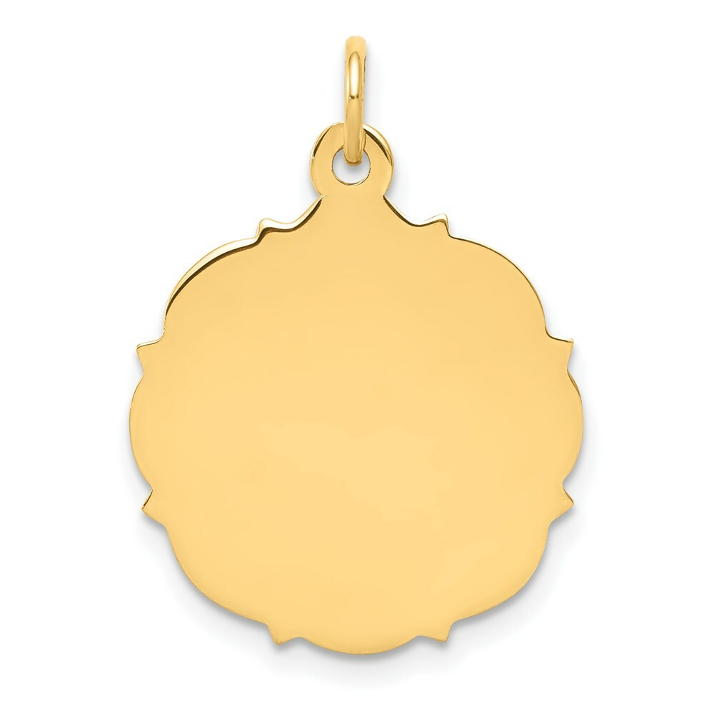 14K Yellow Gold Plain .018 Gauge Engravable Disc Charm