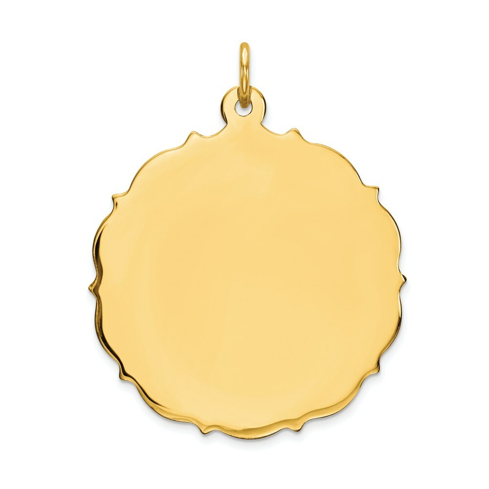 14K Yellow Gold Plain .013 Gauge Engravable Disc Charm
