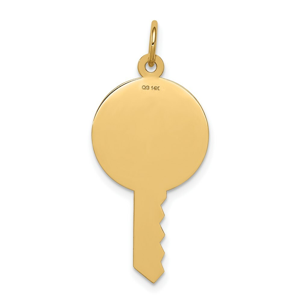 14K Yellow Gold Plain .011 Gauge Engravable Key Charm