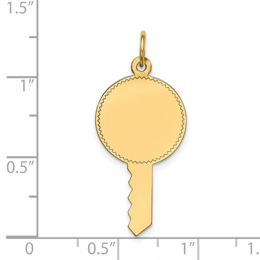 14K Yellow Gold Plain .011 Gauge Engravable Key Charm