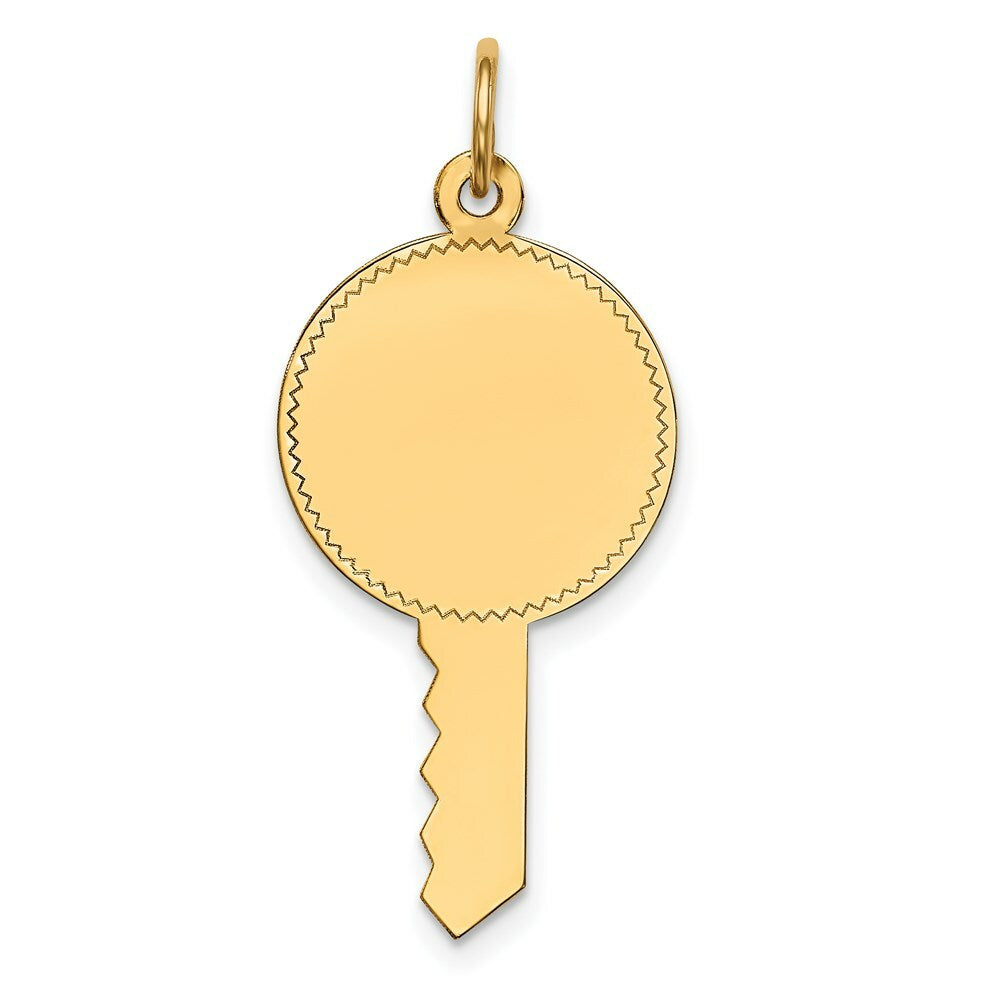 14K Yellow Gold Plain .011 Gauge Engravable Key Charm