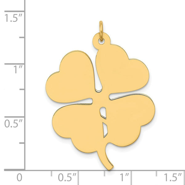 14K Yellow Gold Plain .018 Gauge Engravable Clover Disc Charm