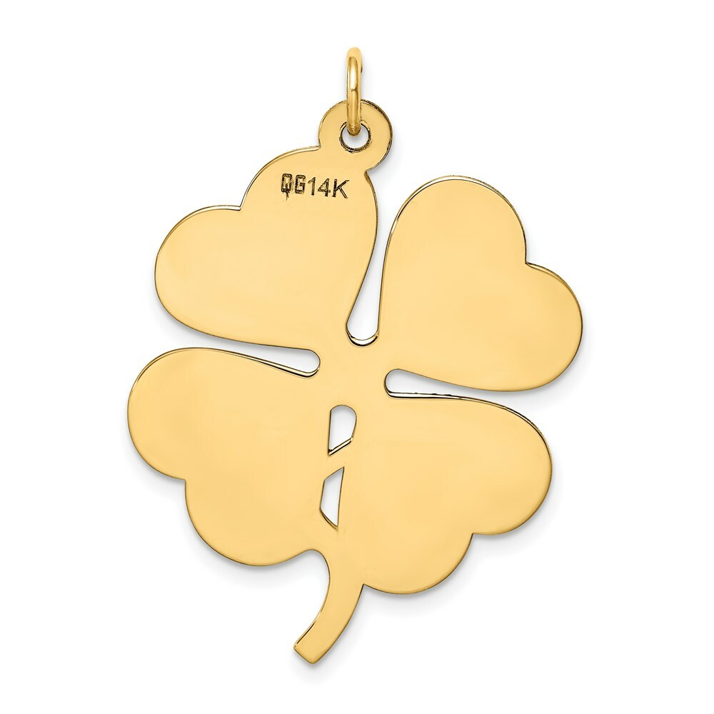 14K Yellow Gold Plain .018 Gauge Engravable Clover Disc Charm