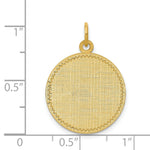 Load image into Gallery viewer, 14K Yellow Gold Patterned .013 Gauge Circular Engravable Disc Charm 19mm width
