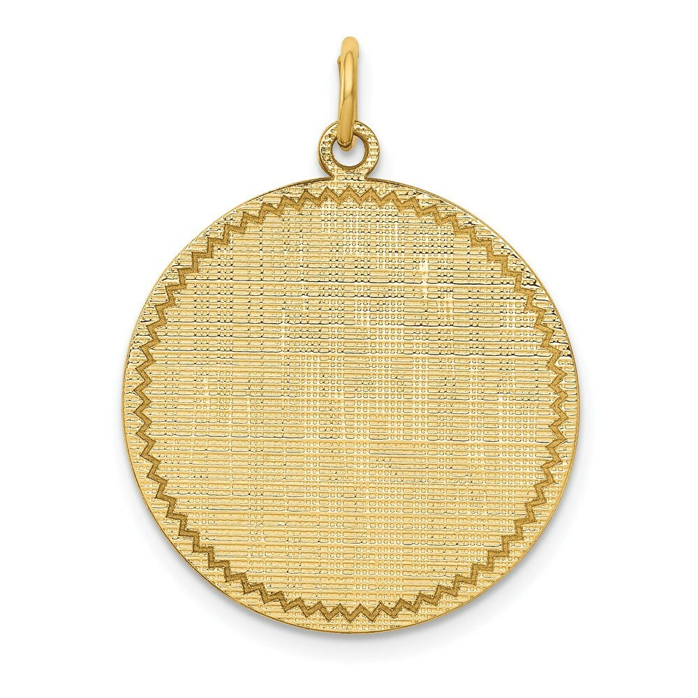 14K Yellow Gold Patterned .018 Gauge Circular Engravable Disc Charm 22mm width
