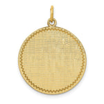 Load image into Gallery viewer, 14K Yellow Gold Patterned .018 Gauge Circular Engravable Disc Charm 22mm width
