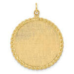 Load image into Gallery viewer, 14K Yellow Gold Patterned .013 Gauge Engravable Disc Rope Charm with satin back 28mm width
