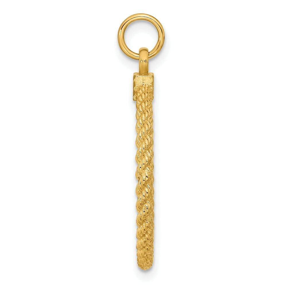 14K Yellow Gold Plain .013 Gauge Circular Engravable Disc with Rope Charm 21mm width