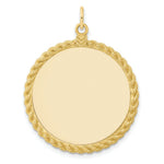 Load image into Gallery viewer, 14K Yellow Gold Plain .013 Gauge Circular Engravable Disc with Rope Charm 28mm width
