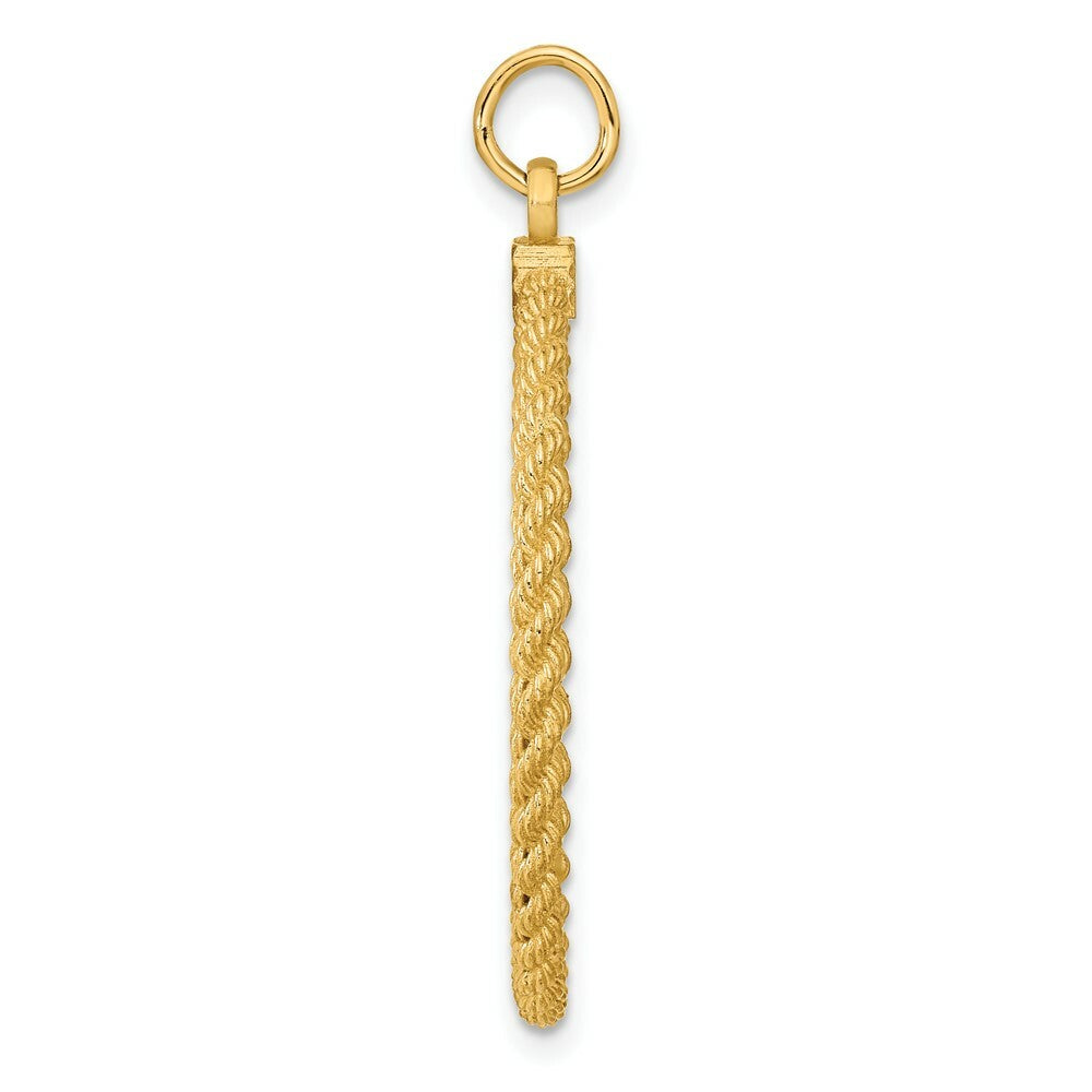 14K Yellow Gold Plain .013 Gauge Circular Engravable Disc with Rope Charm 28mm width